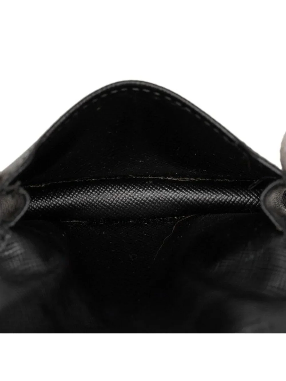 Prada Logo Card Case Business Holder Black Saffiano Leather